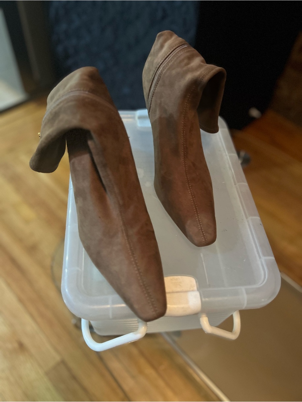 Zara Brown Suede Pointed Toe Booties